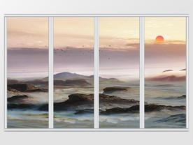 大理石纹风景移门