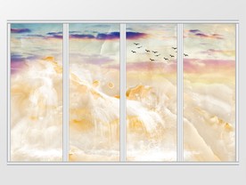 大理石纹风景移门