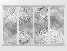 现代淡雅银色玫瑰移门