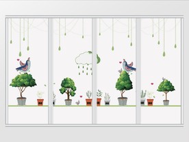 小清新绿色植物移门