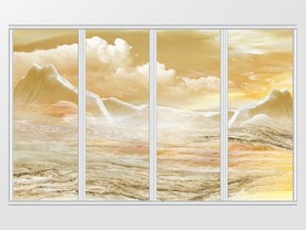 大理石纹风景移门