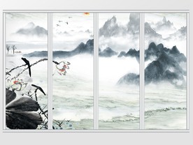 中式水墨山水移门