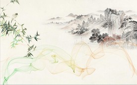 水墨竹子创意线条屏风玄关背景底