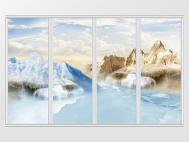 大理石纹风景移门