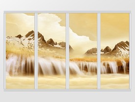 大理石纹山水风景移门