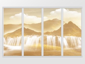 大理石纹山水风景移门