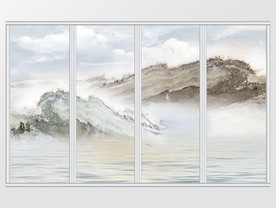 大理石纹山水风景移门