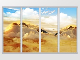 大理石纹山水风景移门