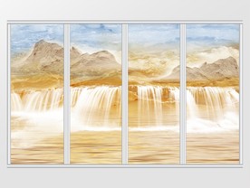 大理石纹山水风景移门