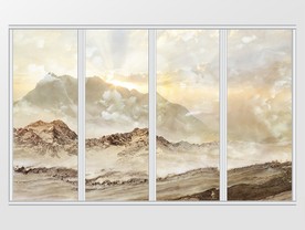 大理石纹山水风景移门