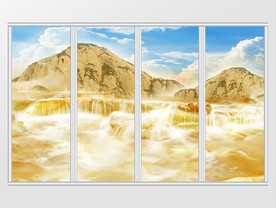 大理石纹山水风景移门
