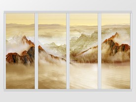 大理石纹山水移门