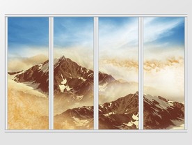 大理石纹远山日出蓝天移门