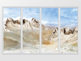 大理石纹云山光景移门