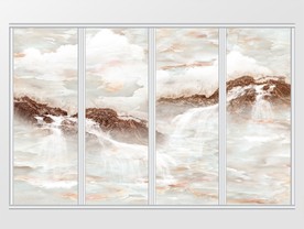 大理石纹抽象瀑布山水移门