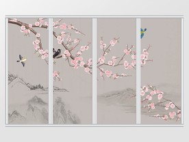 新中式手绘花鸟移门