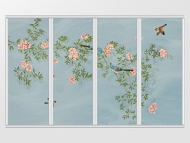 新中式唯美素雅花鸟移门
