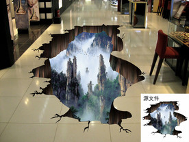 大型3D唯美山脉高峰立体画