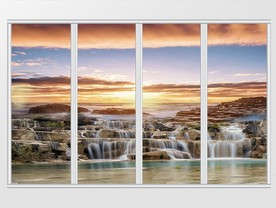 远山流水日出移门