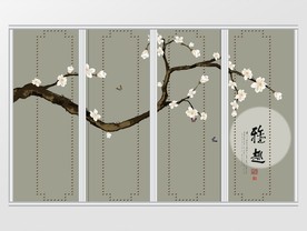 手绘家和富贵玉兰花鸟移门