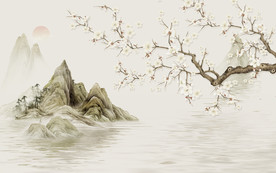 中式山水背景墙