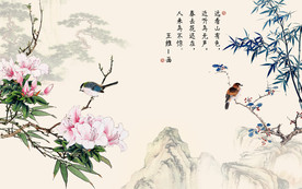 新中式花鸟背景墙