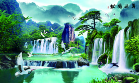 中式山水背景墙