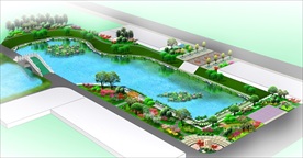 水系 游园 池塘绿化景观效果图