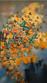 抽象艺术蝴蝶玄关油画背景底纹素