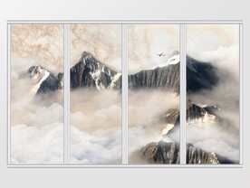 中式大理石纹山水移门