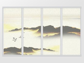 新中式手绘唯美水墨山水移门