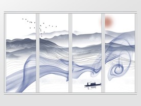 新中式山水水墨移门