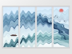 新中式彩色花纹移门