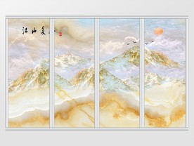 欧式奢华大理石山水移门