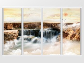 新中式大理石纹山水移门