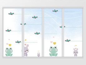 儿童房卡通飞机动物移门