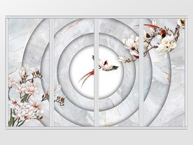 圆环简约花鸟移门