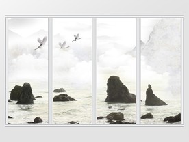 大理石岩石流水移门