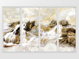 大理石岩石流水移门