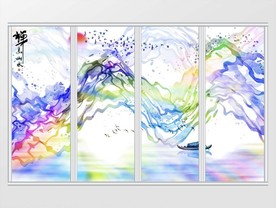 新中式现代写意抽象水墨移门