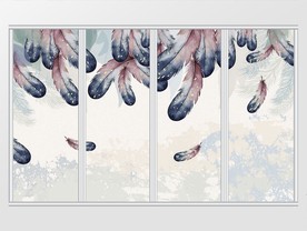 现代简约抽象梦幻羽毛移门