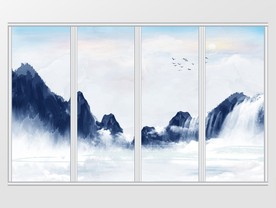 大理石纹山水移门