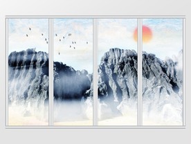 大理石山水移门