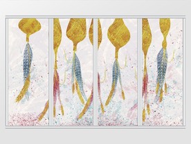 金色花瓶羽毛麦穗移门