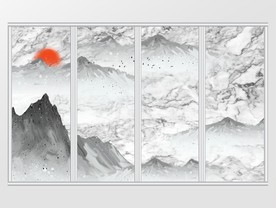 大理石纹理山峦太阳移门