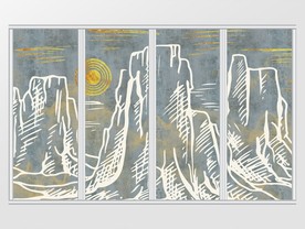 新中式抽象山水金箔移门