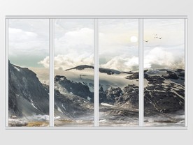 新中式大理石纹山水移门