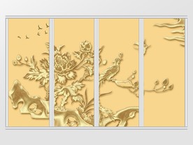 新中式喜鹊发财树移门