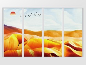 新中式金色山水移门