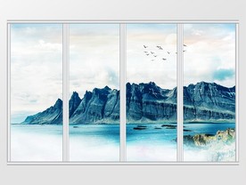 新中式大理石纹山水移门